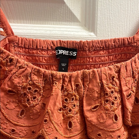 Express Orange Ruffled Blouse - Picture 2 of 5
